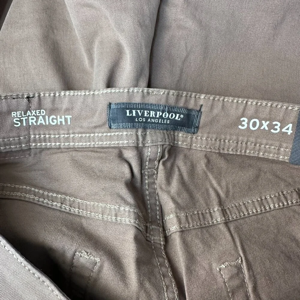 Liverpool LA Regent The Relaxed Straight Leg Twill Pant, W30‎ x L34, Cub Brown
